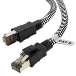 Ethernet Cable, Cat 8 Internet cable,1M Nylon Weaving Lan Cable,40Gbps 2000MHz High Speed Network Cable,S/FTP Copper Wires Shielded and Nickel Plated Rj45 Connector for Ps5/Laptop/Router/Game/Modem