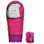 REDCAMP Kids Mummy Sleeping Bag for Camping Zipped Small, 30 Degree All Season Cold Weather Fit Boys,Girls & Teens (Rose Red with 2.4lbs Filling)…