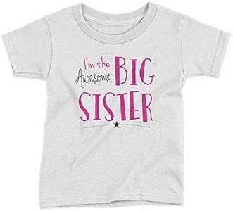 Reality Glitch Awesome Big Sister Kids T-Shirt (7-8 Years, White)