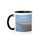 3dRose Mug_80580_4 Cape May New Jersey with Lighthouse n Beach Two Tone Black Mug, 11 oz, Black/White