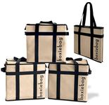 THE ORIGINAL BOXIEBAG (3-Pack) Collapsible Reusable Insulated Grocery Bag/Box - Stackable Heavy Duty Everyday Tote Bag - Folds Flat - Durable - Versatile - Innovative