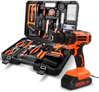 COMOWARE 120 Pcs Home Tool Kit with Drill, 20V Power Tool Combo Kits with 2.0 Ah Li-ion Battery & Charger, 25+1 Clutch, Tool Sets for Men, Household Tool Set for Garden Office Home Repair