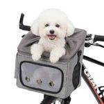 Ownpets Pet Bike Basket, Foldable Waterproof Dog Bike Basket Carrier with Mesh Windows & Adjustable Safety Straps for Small, Medium Dogs & Cats, Dog Bag Carrier for Cycling, Walking, Car Travel