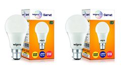 Wipro Garnet 9W LED Bulb for Home & Office |Warm White (2700K) | B22 Base|220 degree Light coverage |4Kv Surge Protection |400V High Voltage Protection |Energy Efficient | Pack of 2