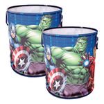 Kuber Industries Marvel The Avengers Laundry Basket | Non-Woven Round Laundry Basket | Clothes Storage Hamper | Foldable Laundry Bag with Handle | Toy Storage Basket | 45 LTR | Navy Blue