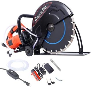 14" Wet/Dry Electric Concrete Saw, 15 Amp Cut Off Saw with Water Line Attachment, Dust Port, Guide Roller, Adjustable Angle, 5" Cutting Depth, 4300 RPM, Blade Included