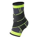 cgyqsyk Ankle Brace, Adjustable Compression Ankle Support Men & Women, Strong Ankle Brace Sports Protection, Stabilize Ligaments-Eases Swelling and Sprained Ankle（ Large, Green, 1