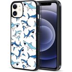 UNNKINE Blue Shark Case for iPhone 15 Pro Max Girls Women Art Animal Design Soft TPU Hard Back Shockproof Anti-Scratch Protective Cover Case for iPhone 15 Pro Max