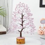 Rose Quartz Crystal Tree - Good Luck Showpiece for Home Decor Items - Crystals Gemstones - Bonsai Money Tree for Good Luck - Decoration Gift Item - Pink Stone - Home Office Decoration Showpiece