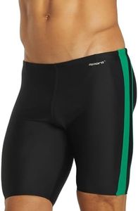 Sporti Boys' Swim Jammers - Athletic Jammer Swimsuit with Lycra Xtra Life, Durable Chlorine Resistant Fabric, Comfortable Fit, UPF 50+ for Training & Competition - Black/Green - 24