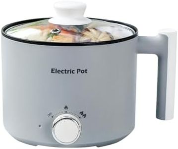 YOOLYQI Electric Hot Pot:1.5 L Ramen Cooker, Dual Power Mini Portable Multi-Functional Lazy Pot for Pasta, Noodles, Egg, Soup, Non-Stick Noodle Cooker with Boil Dry Protection for Dorm, Office (Grey)