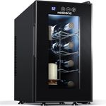 NEEDONE Wine Cooler Fridge, 8 Bottle Wine Chiller with Wine Rack/Lighting, Fast Cooling Thermoelectric Queit Wine Cabinet Cellar for Red White, Energy Efficient Gifts for Women Men