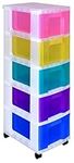 Really Useful Plastic Storage Unit 5 X 12 Litre Drawer - Color: Clear/Rainbow