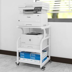 PUNCIA Support Imprimante pour Bureau 60x50x75CM Meuble pour Imprimante Roulant Support pour Imprimante Table Imprimante en Bois Meuble de Rangement Scanner Fax pour Bureau à Domicile (Blanc)