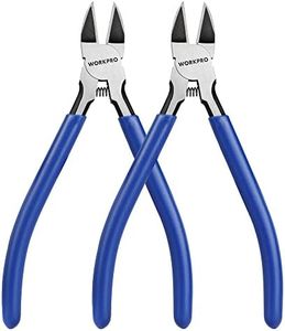 WORKPRO 2 Pack Wire Cutters, 6 Inch Precision Flush Cutters, Spring Loaded Side Cutting Pliers, Sharp Diagonal Cutters for Crafts, Jewelry Making, Electronics