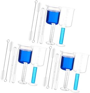 3 Sets Beaker Test Lab Test Tube Flask Plastic Dropper Laboratory Graduated Measuring Cleaner Essential Oil Dropper Plastic Graduated Cylinders Appliance Pipeline Child