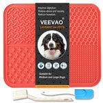 VEEVAO XL Lick Mat for Large Breed Buddy Dogs, 12"×10"Food Grade Silicone Dog Lick Mat with Suction Cups, Licking Mat for Dogs Anxiety Reliever, Peanut Butter Lick Pad for Boredom Breaker (Coral Red)