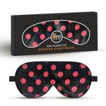 Friends of Meditation 100% Mulberry Silk Eye Mask, Super Smooth Sleep Mask and Blind Fold (Polka Dot - Red)