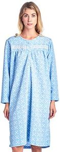 Casual Nights Womens Long Sleeve Micro Fleece Cozy Floral Nightgown Nightshirt, Sparkle Blue, Large