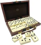 Kicko Premium Classic Domino Set - Jumbo - Double Six - 28 Thick Pieces in Durable Wooden Vegan Leather Box for Boys, Girls, Adults, Kids Party Favors and Game Night Use - Up to 2-4 Players