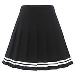 Dressystar Women Mini Skirt A Line Plaid Pleated High Waist Tennis School Uniform Skirt Black White Strip S