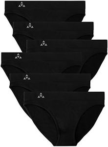 Balanced Tech Women's 6 Pack Seamless Low-Rise Bikini Panties - Black - X-Small