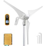 PIKASOLA 400W Wind Turbine Generator 24V with 3 Blade 2.5m/s Low Wind Speed Starting Wind Turbines with Charge Controller, Windmill for Home