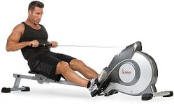 Sunny Health & Fitness Magnetic Rowing Machine Rower with 8-Level Resistance, Extended Slide Rail & Digital LCD Display - SF-RW5515