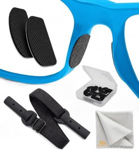 Nose Pads for Glasses Anti Slip - 0.5 mm Eye Glasses Nose Pads Non Slip - 6 Pairs Glasses Stoppers Nose Grip - Eyeglasses Nose Grips (Black Black Strap)