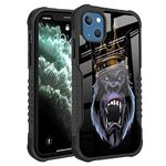 FJyuanqi Compatible with iPhone 13, 14 Case for Men Women, The Fiery Gorilla King Design Heavy Duty Anti Slip Shockproof Hard PC Back Soft TPU Prevention Protective Case for iPhone 13, 14