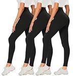 DDOBB 3 Pack Leggings for Women High Waisted Black Leggings Tummy Control Stretchy Pants Trousers for Gym Fitness Yoga Running Regular&Plus Size