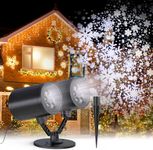 HeyStookie Christmas Snowflake Projector Double Head Waterproof Decorative Lighting for Christmas Home Party