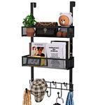 HapiRm Over The Door Organizer - Over The Door Hooks with 9 Coat Hooks +2 Mesh Baskets Storage Rack, High Capacity Door Hanger, Door Hooks for Clothes Bag, No Drilling Door Hook (for 1.76in Doors)