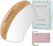 Greenstalk Stainless Steel Gua Sha With Bamboo-Handled For Face, Body, Face Sculpting Tool,Facial Massage Tool for Puffiness, Wrinkles, Dark Circles