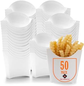 Mr Miracle Greaseproof French Fry Holder - White Disposable Fries Scoop Cup - French Fries Box, 3.5 Ounces, Pack of 50 - Great French Fry Box for Parties, Events, and Takeout