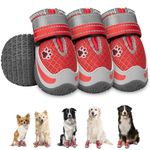 SlowTon Dog Shoes for Large Small Medium Dogs - Breathable Dog Boots with Reflective Strips, Paw Protector for Summer Hot Pavement Outdoor Walking, Anti-Slip Dog Booties for Winter Snow(Red, #0)