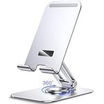 JETech Tablet Stand, Adjustable Swivel Desktop Holder with 360 Degree Rotating Base, Foldable Cradle for iPad/iPad Pro/Air/Mini, Galaxy Tab A8/A7 Lite/A7/S8/S7, Tab/Phones(4-13"), Silver