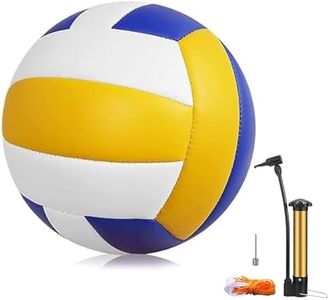 Magicorange Volleyball, 1 Pack Official Size 5 Soft Touch Recreational Volleyballs- PU Leather Indoor Outdoor Volleyballs for Beach Play, Game,Gym,Training -Includes Ball Pump (Blue Yellow)