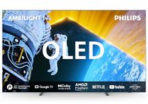 PHILIPS Ambilight 77OLED809 4K OLED Smart TV - 77 Inch Display with P5 AI Perfect Picture Engine Ultra HD, Google TV, Dolby Vision and Dolby Atmos Sound, Works with Alexa and Google Voice - Metal