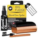 Big Fudge 4 in 1 Vinyl Record Cleaning Kit - Includes Soft No-Scratch Velvet Record Brush, Stylus Brush, XL Cleaning Solution and Storage Pouch - Professional Record Cleaner