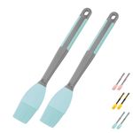 Silicone Pastry Basting Brush - 2Pcs Extra Long Silicone Basting Brush for Grilling,2inch Wide Heat Resistant Brushes Spread Oil Butter Sauce Marinade for Cooking Baking BBQ(Blue 2)