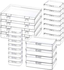 Mauproy 24 Pack Mixed Sizes Small Plastic Storage Containers, Mini Rectangular Small Items Organizer Boxes with Hinged Lids and Labels for Craft Jewelry Beads