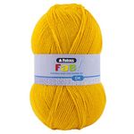 Patons Fab DK Kitting/Crochet Yarn Double Knitting Wool 100g Balls and 100% Acrylic Machine Washable & Tumble Dry Yarn - 44 Colours in The Range - Colour 2305 - Canary - 3 x 100g Balls