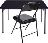 KAIHAOWIN Folding Table Chair Set, Black Vinyl Folding Card Table Chair, No Assembly Required Lightweight Foldable Table Chair Set for Everyday Use Indoor/Outdoor/Camping