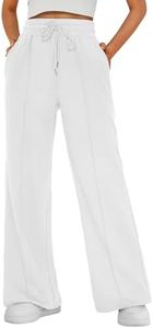AUTOMET Womens Wide Leg Sweatpants Baggy Lounge Sweat Pants White M