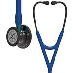 3M Littmann Cardiology IV Diagnostic Stethoscope, 6202, More Than 2X as Loud*, Weighs Less**, Stainless Steel High Polish Smoke-Finish Chestpiece, 69 cm (27") Navy Tube, Blue Stem, Black Headset