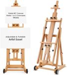 Houseables Easel for Painting, H Frame Easel, Painting Stand, Floor Standing, for Large Canvas, Adjustable, Tilt Flat, Rolling Wheels, Wood, Studio, Adults, Painters, Arts & Crafts, Fits 80” Canvas