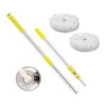 ARSUK Mop Handle Set Home Cleaner Super Absorbent Microfibre Mop Heads Stainless Steel Adjustable Height Handle (Lemon)