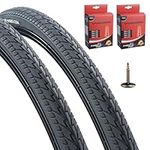 Vandorm Set of Bicycle Tyres 700 x 35c (37-622) City Smart Slick 700c Hybrid Tires (28" x 1 3/8" x 1 5/8") with Presta Valve Inner Tubes (Pack of 2)