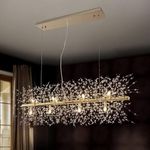 CAI-HAI Fireworks Crystal Chandelier Dandelion Modern Ceiling Light Fixture Living Room Kitchen Island 12 Lights Long 36.2inch Gold